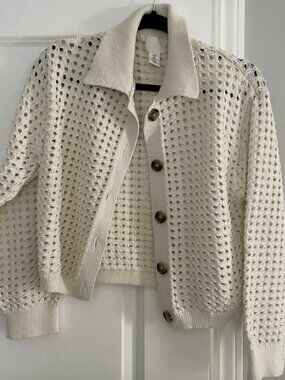 HM Open knit crochet sweater LIKE NEW cream size XS